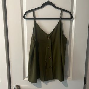 V neck olive green tank size Large